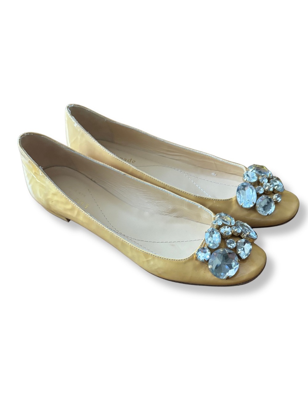 Kate Spade New York Crystal Jeweled Patent Leather Ballet Flats Size 6B Italy